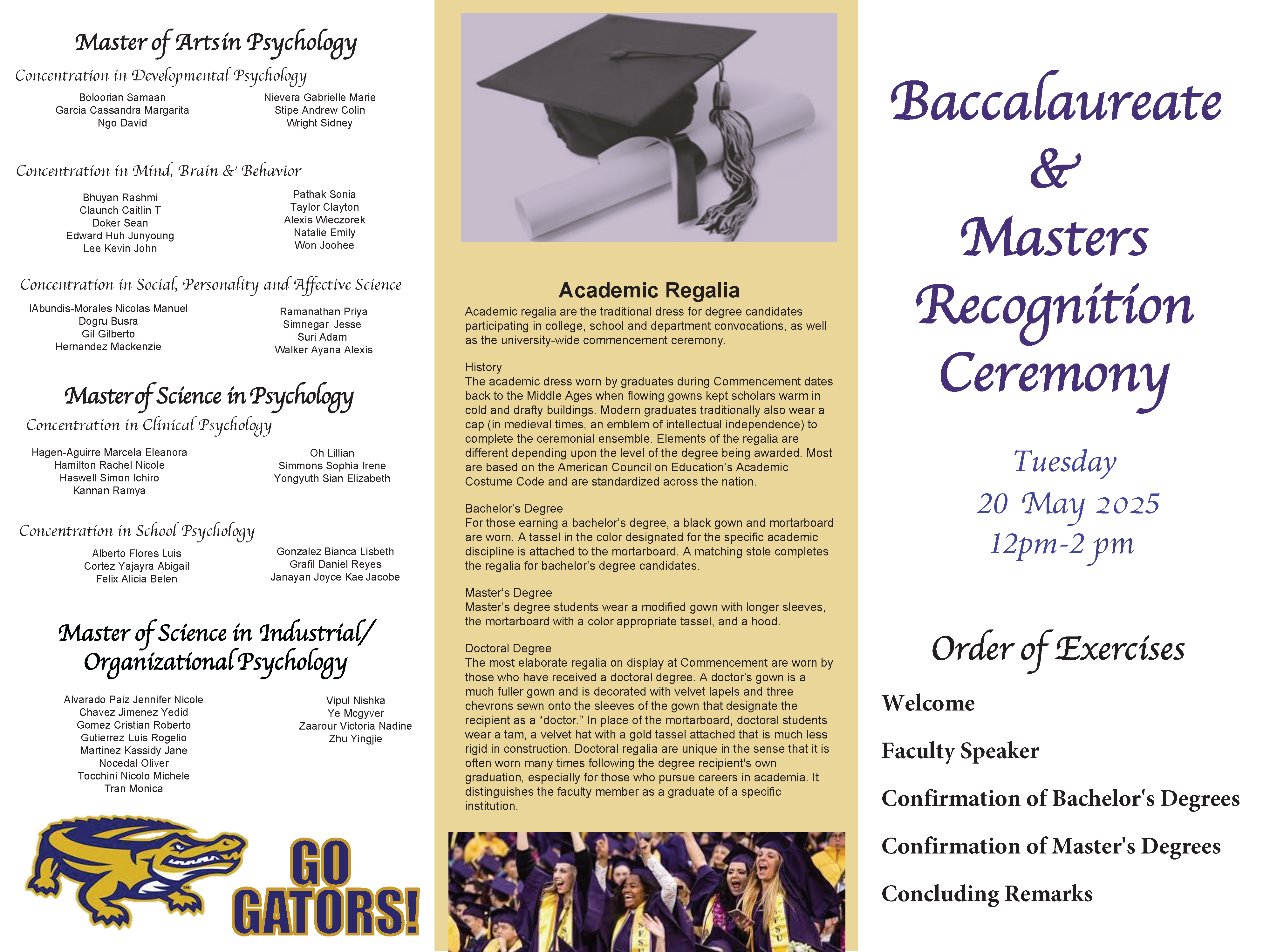 Psychology Recognition Ceremony Pamphlet Page 1