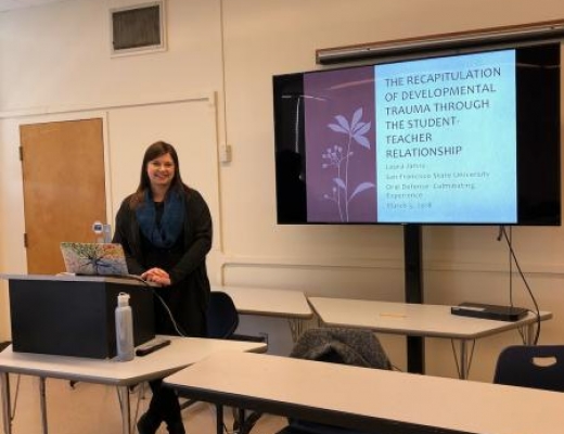 Laura Jarvis (Class of 2018) defending her Master's Culminating Experience